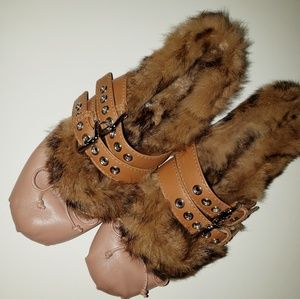 Mui mui rabbit fur ballerina flats